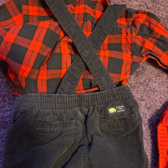 Janie and Jack 3 piece set - button up long sleeve shirt, overalls and vest - 3M - Picture 5 of 6
